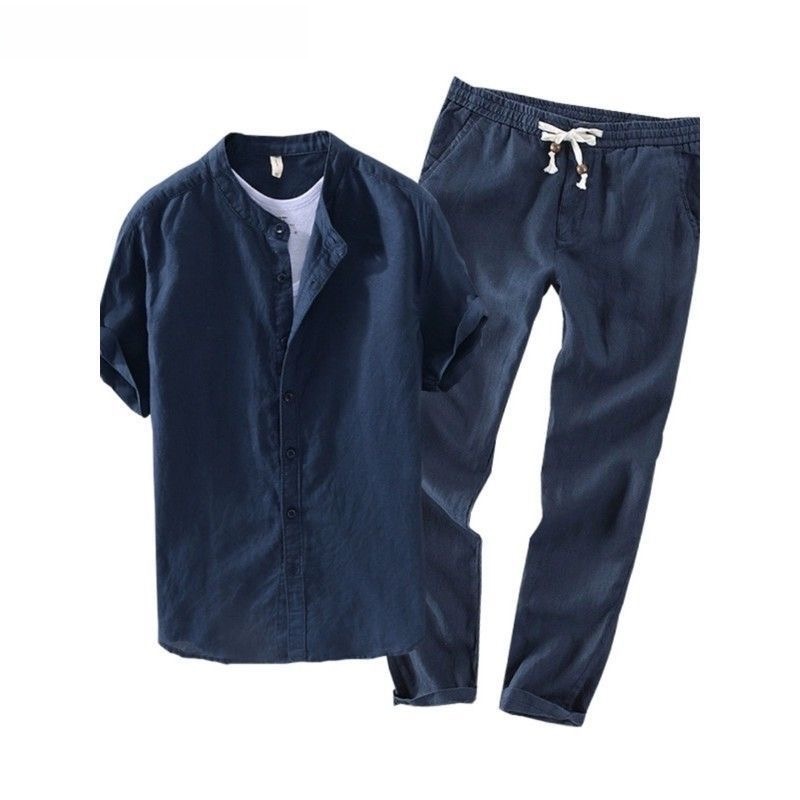 Set Kemeja dan Kaos Linen Leng - Linen Shirt Breathable ulasan dan harga