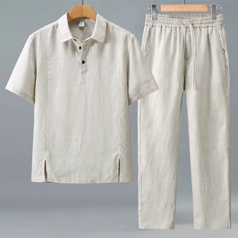 Setelan Linen Musim Panas Ukur - Short Linen Drawstring ulasan dan harga
