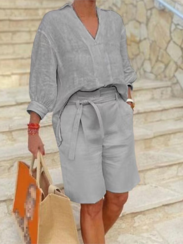 Setelan pakaian wanita katun L - Linen Shirt Breathable ulasan dan harga